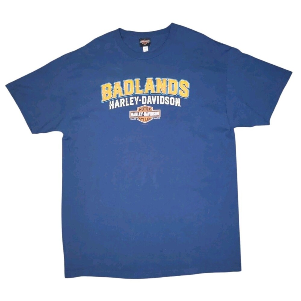 Harley Davidson Badlands T Shirt Mens XXL Blue Short Sleeve Wall South Dakota
